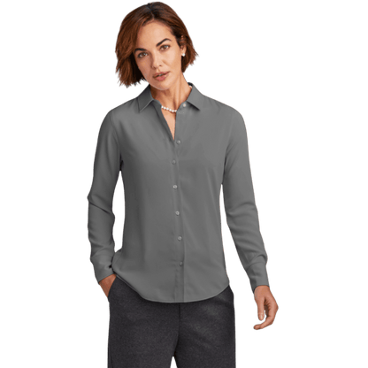 Brooks Brothers® Women’s Full-Button Satin Blouse - Button Down Shirts - SwagWear