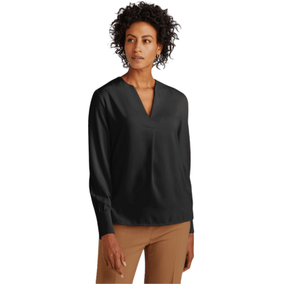 Brooks Brothers® Women’s Open-Neck Satin Blouse - Blouses - SwagWear