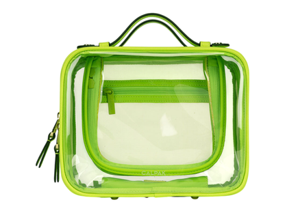 Calpak Medium Clear Cosmetics Case - Electric Lime - Cosmetic Bags