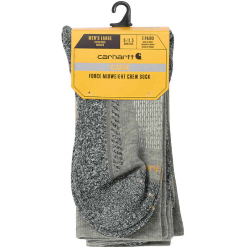 Carhartt Force® Midweight Crew Sock (3 - Pack) - Socks - SwagWear