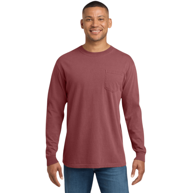 Comfort Colors ® Heavyweight Ring Spun Long Sleeve Pocket Tee - Long - Sleeved T-Shirts - SwagWear