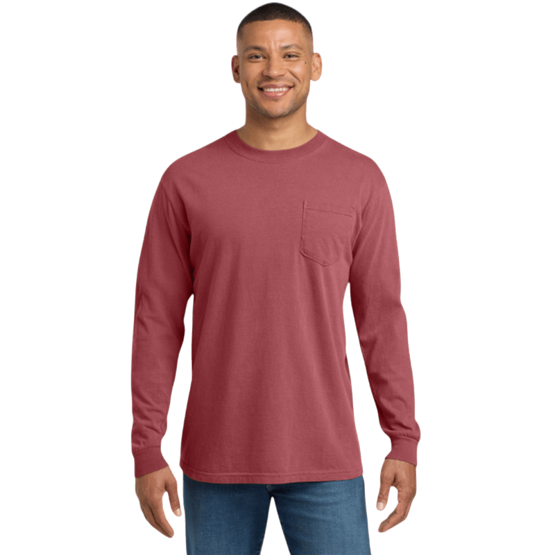 Comfort Colors ® Heavyweight Ring Spun Long Sleeve Pocket Tee - Long - Sleeved T-Shirts - SwagWear