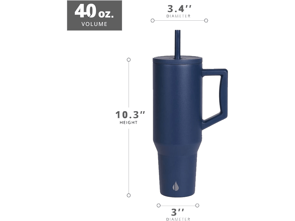 Commuter 40oz Tumbler - Navy Blue - Tumblers w/Straws - SwagWear