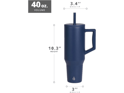 Commuter 40oz Tumbler - Navy Blue - Tumblers w/Straws - SwagWear