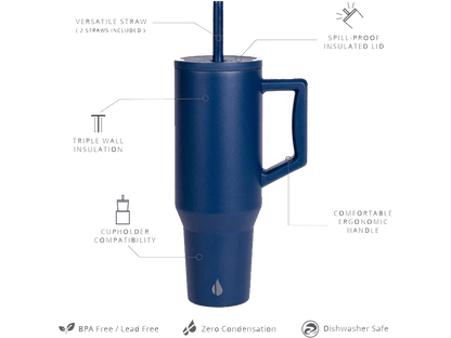 Commuter 40oz Tumbler - Navy Blue - Tumblers w/Straws - SwagWear