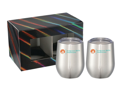 Corzo Cup 12oz 2 in 1 Gift Set - Silver - Drinkware Sets