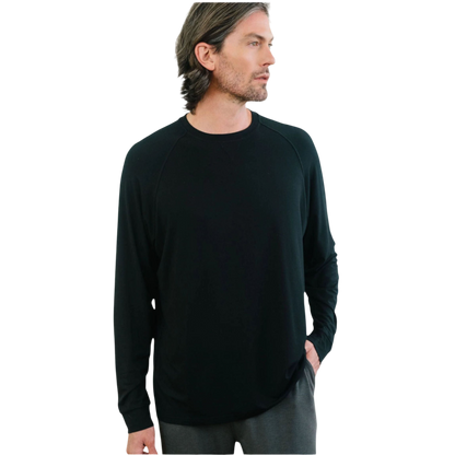 Cozy Earth Men’s Bamboo Stretch-Knit Long Sleeve - Black / S - T-Shirts