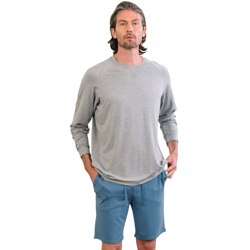 Cozy Earth Men’s Bamboo Stretch-Knit Long Sleeve - Heather Grey / S - T-Shirts