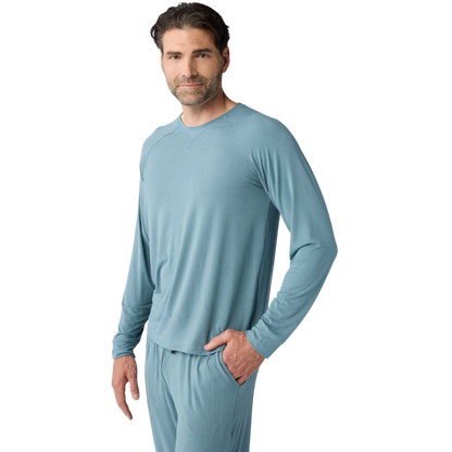Cozy Earth Men’s Bamboo Stretch-Knit Long Sleeve - Oceanside / S - T-Shirts