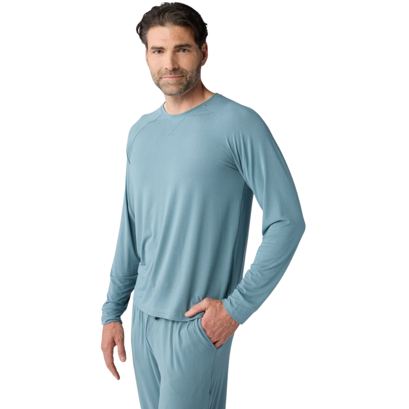 Cozy Earth Men’s Bamboo Stretch-Knit Long Sleeve - Oceanside / S - T-Shirts