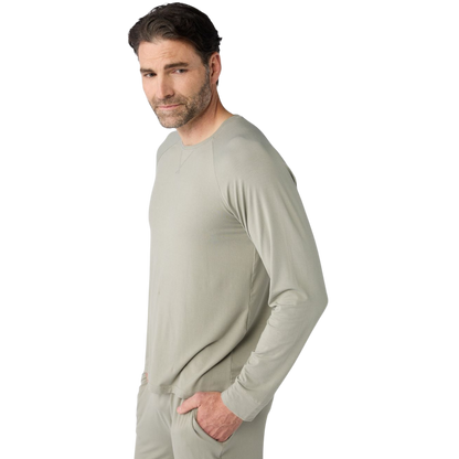 Cozy Earth Men’s Bamboo Stretch-Knit Long Sleeve - Palm / S - T-Shirts