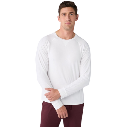 Cozy Earth Men’s Bamboo Stretch-Knit Long Sleeve - White / S - T-Shirts