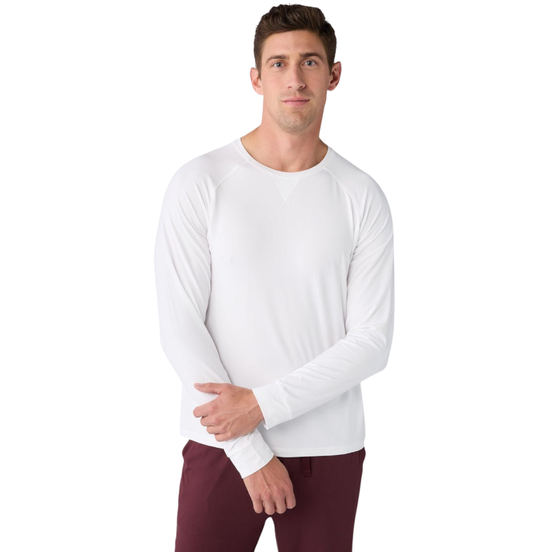 Cozy Earth Men’s Bamboo Stretch-Knit Long Sleeve - White / S - T-Shirts