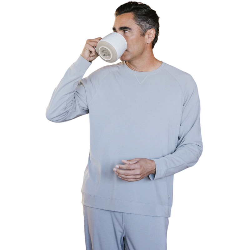 Cozy Earth Men’s Ultra-Soft Bamboo Pullover Crew - Stone / S - Sweatshirts