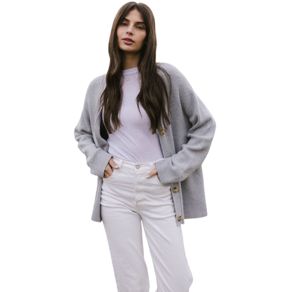 Cozy Earth Oversized Classic Cardigan - Light Grey / XS - Cardigans