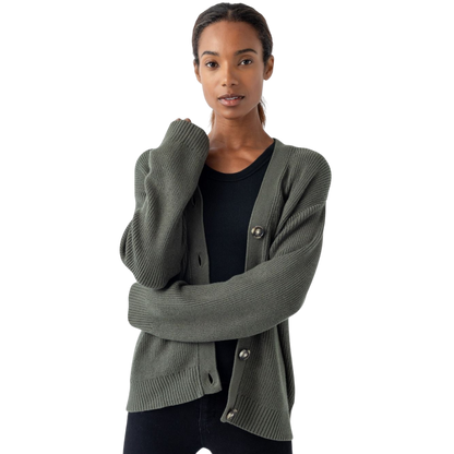 Cozy Earth Oversized Classic Cardigan - Olive / XS - Cardigans