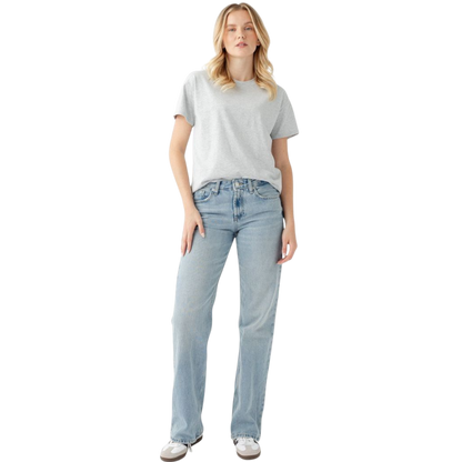 Woman wearing black tee with white background |Color:Jet Black