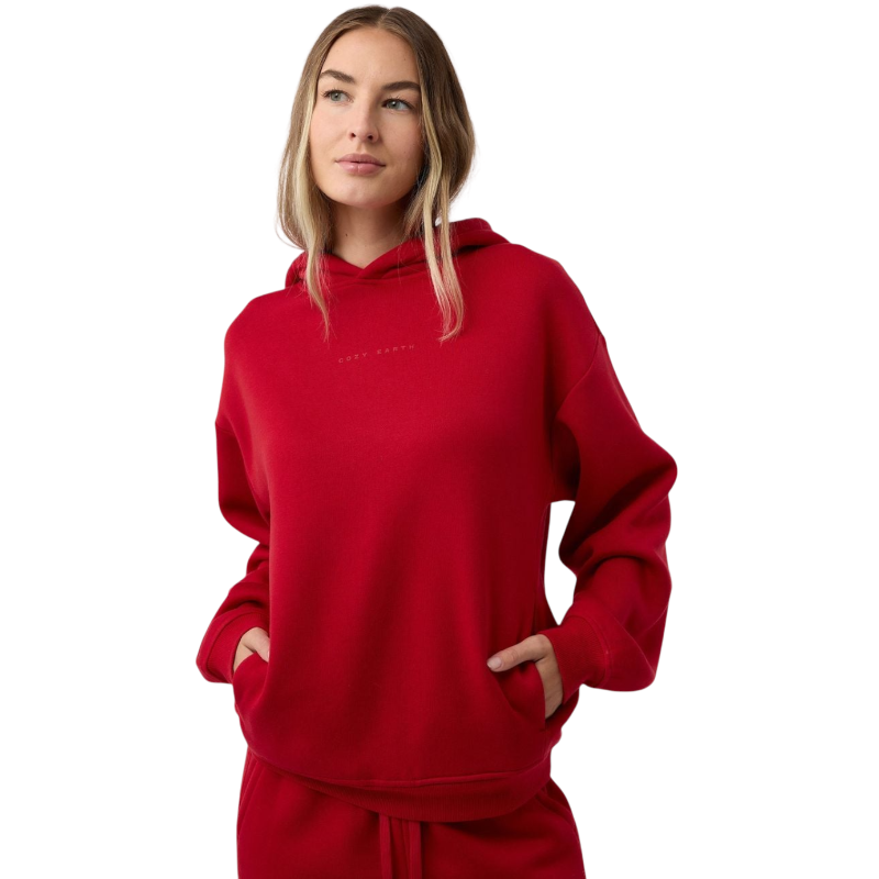 Cozy Earth Women’s CityScape Hoodie - Crimson / XS - Hoodies