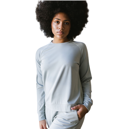 Cozy Earth Women’s Ultra-Soft Bamboo Pullover Crew - Haze / XS - Sweatshirts