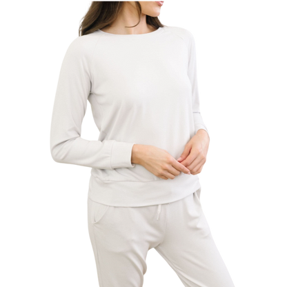 Cozy Earth Women’s Ultra-Soft Bamboo Pullover Crew - Light Grey / XS - Sweatshirts