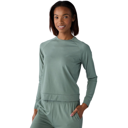 Cozy Earth Women’s Ultra-Soft Bamboo Pullover Crew - Oakmoss / XS - Sweatshirts