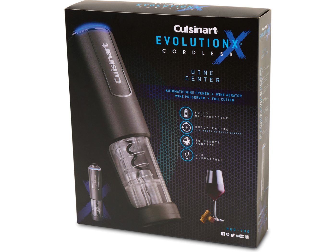 Cuisinart® EvolutionX Cordless 4-in-1 Wine Opener - Charcoal Grey - Barware