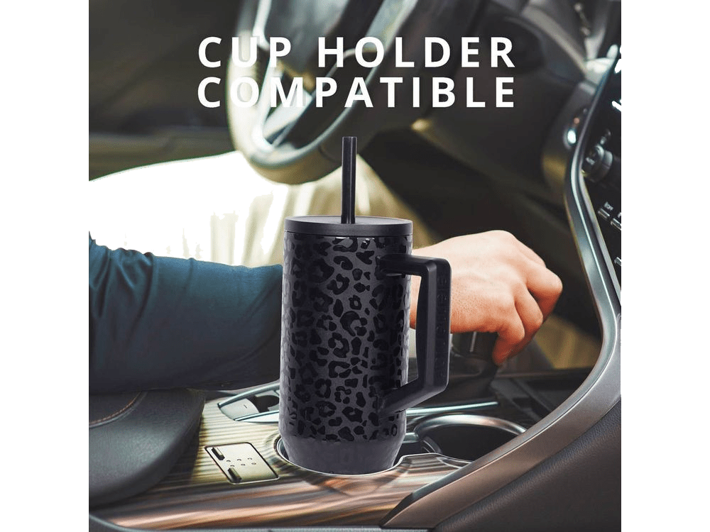 Elemental Commuter 40oz Tumbler - Black Leopard - Tumblers w/Straws - SwagWear