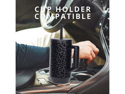 Elemental Commuter 40oz Tumbler - Black Leopard - Tumblers w/Straws - SwagWear