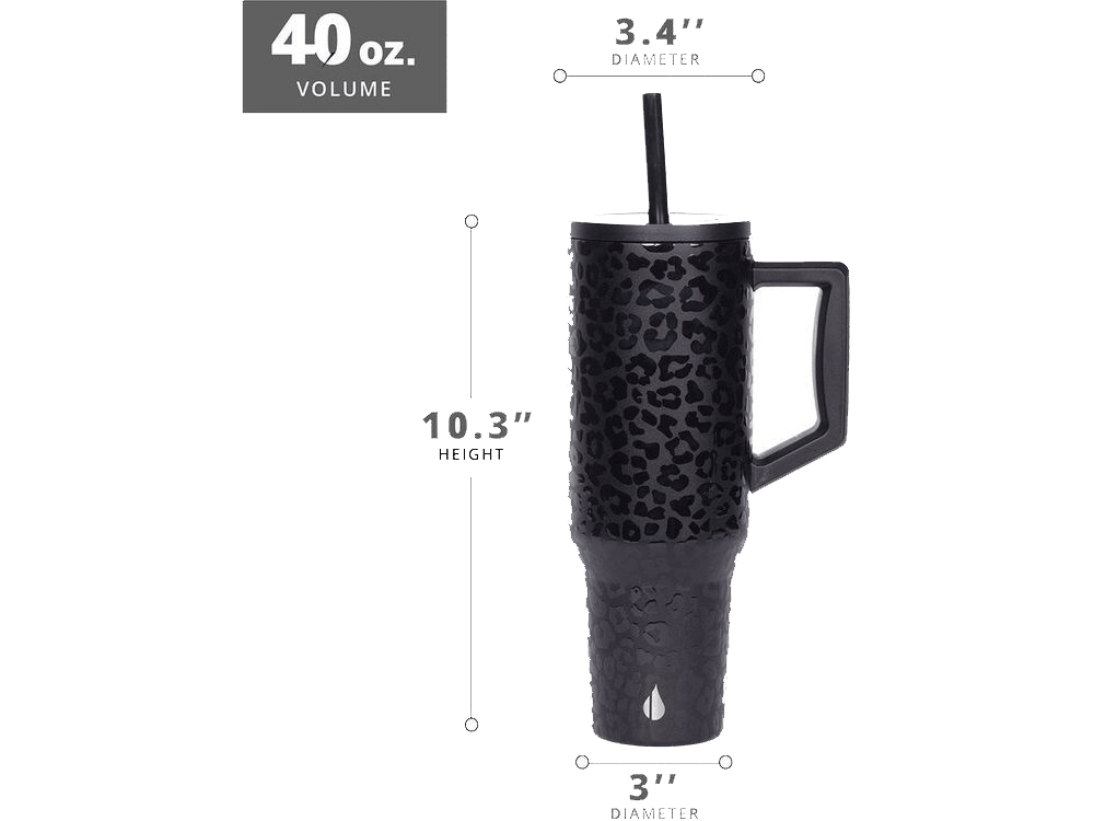 Elemental Commuter 40oz Tumbler - Black Leopard - Tumblers w/Straws - SwagWear