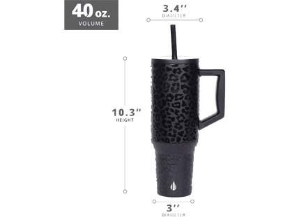 Elemental Commuter 40oz Tumbler - Black Leopard - Tumblers w/Straws - SwagWear