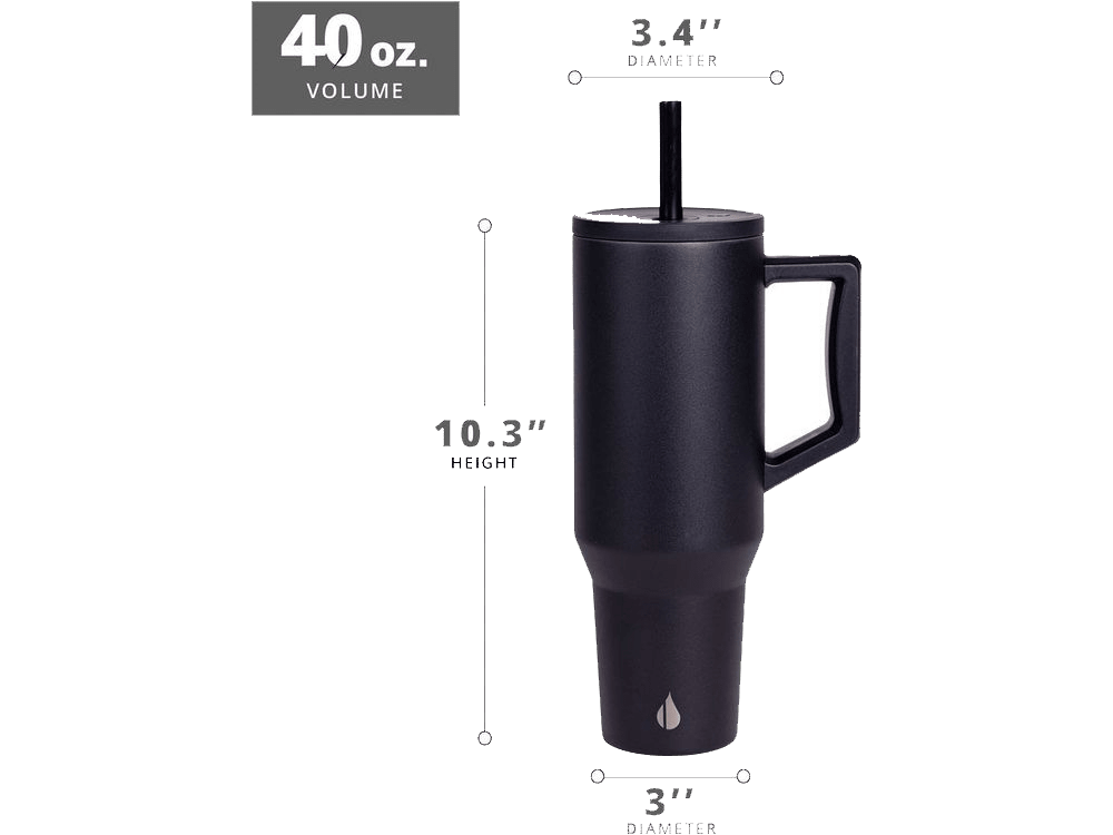 Elemental Commuter 40oz Tumbler - Black - Tumblers w/Straws - SwagWear
