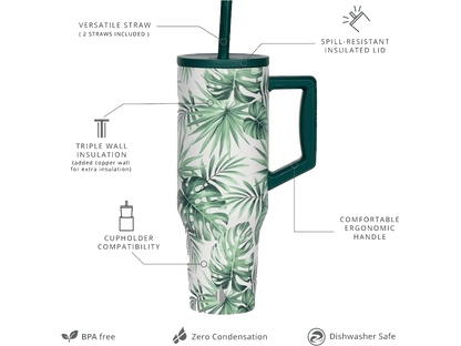 Elemental Commuter 40oz Tumbler - Monstera - Tumblers w/Straws - SwagWear