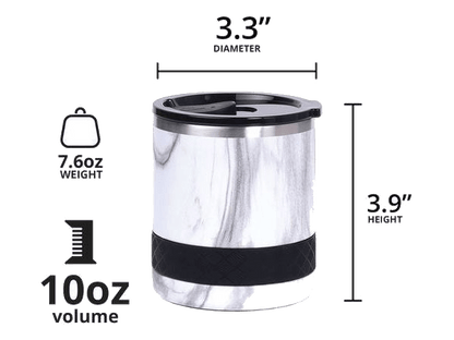 Elemental Recess 10oz Rocks Tumbler - White Marble - Rocks Tumblers - SwagWear