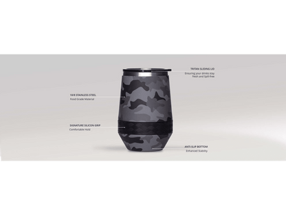 Elemental Recess 10oz Wine Tumbler - Black Camo - Wine Tumblers - SwagWear