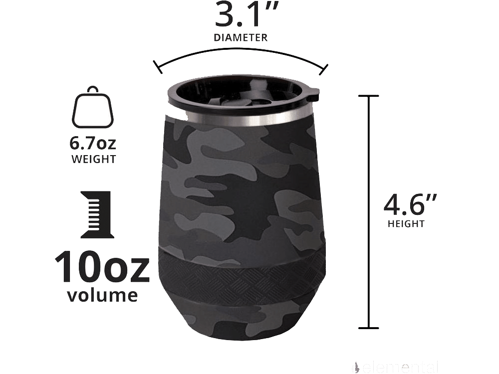 Elemental Recess 10oz Wine Tumbler - Black Camo - Wine Tumblers - SwagWear