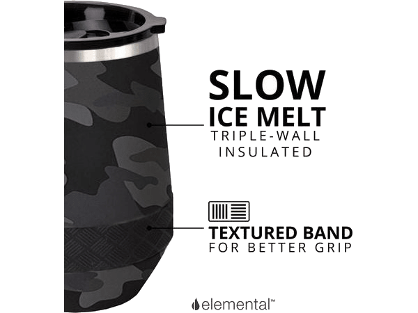 Elemental Recess 10oz Wine Tumbler - Black Camo - Wine Tumblers - SwagWear
