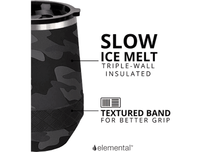 Elemental Recess 10oz Wine Tumbler - Black Camo - Wine Tumblers - SwagWear