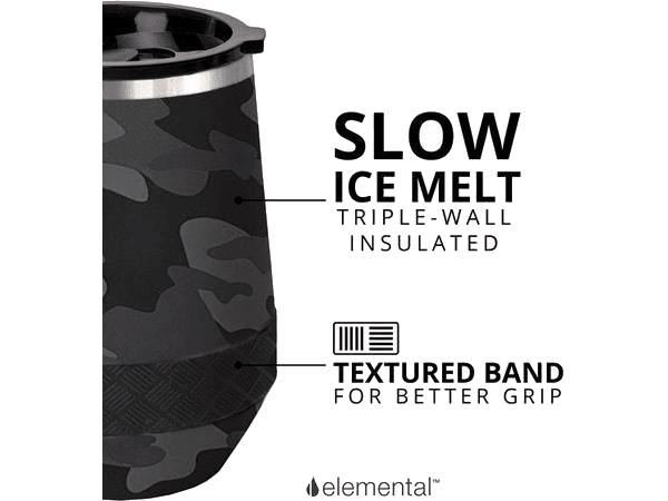 Elemental Recess 10oz Wine Tumbler - Black Camo - Wine Tumblers - SwagWear