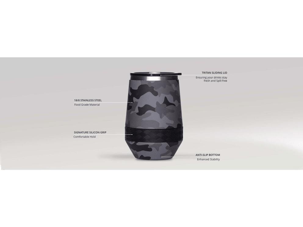 Elemental Recess 10oz Wine Tumbler - Matte Black - Wine Tumblers - SwagWear