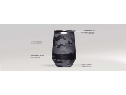 Elemental Recess 10oz Wine Tumbler - Matte Black - Wine Tumblers - SwagWear