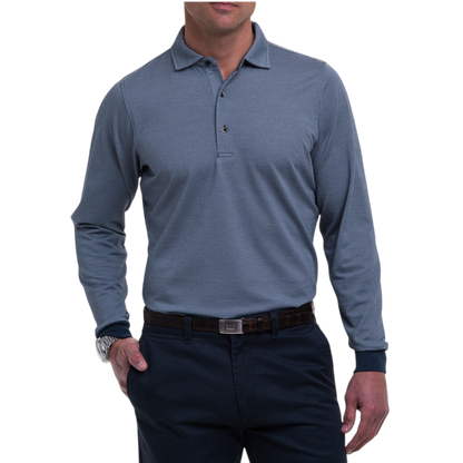 Fairway & Greene Men's Herringbone Natural Jersey Long-Sleeve Polo