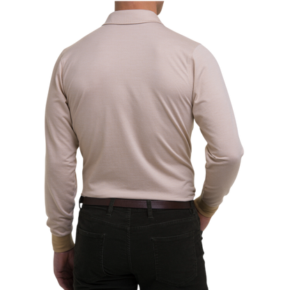 Fairway & Greene Men's Herringbone Natural Jersey Long-Sleeve Polo