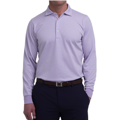 Fairway & Greene Men's Herringbone Natural Jersey Long-Sleeve Polo