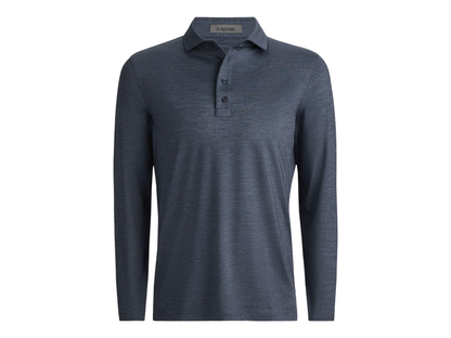 G/FORE Men’s Rib Gusset Melange Ice Nylon Sun Shirt - Heather Twilight / M - Polos