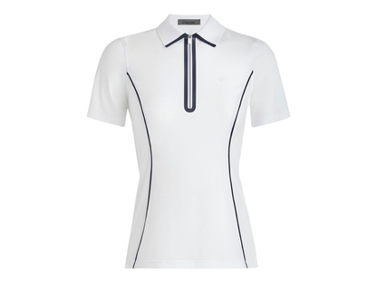 G/FORE Women’s Italian Lightweight Warp Knit Quarter Zip Polo - Snow / XL - Polos