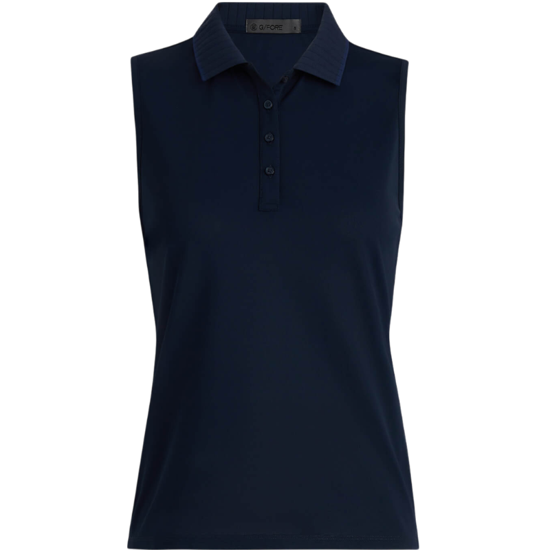 G/FORE Women's Pleated Collar Tech Pique Sleeveless Polo