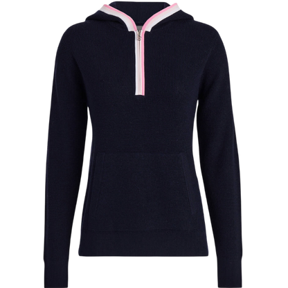 G/FORE Women's Waffle Stitch Merino Wool Hooded Quarter-Zip Sweater