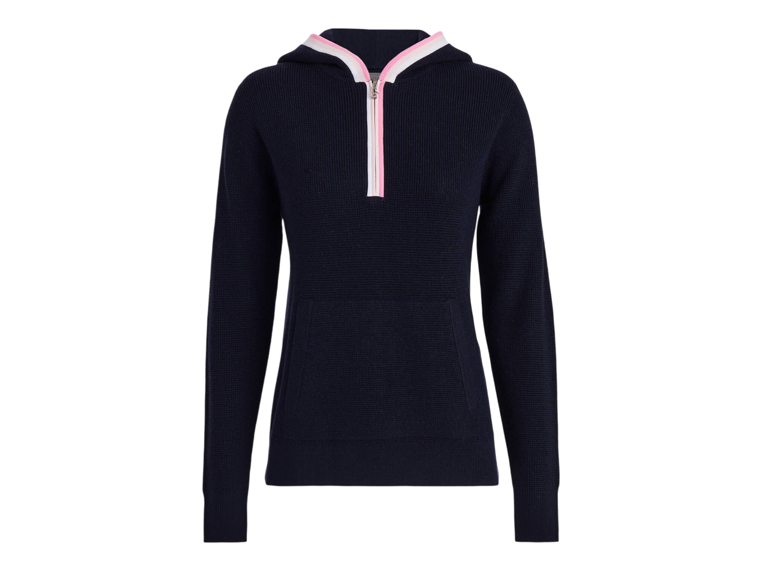 G/FORE Women’s Waffle Stitch Merino Wool Hooded Quarter-Zip Sweater - Twilight / XL - Hoodies
