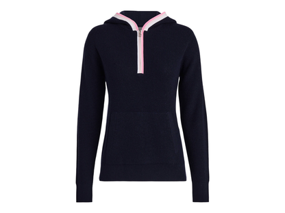 G/FORE Women’s Waffle Stitch Merino Wool Hooded Quarter-Zip Sweater - Twilight / XL - Hoodies