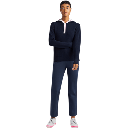 G/FORE Women's Waffle Stitch Merino Wool Hooded Quarter-Zip Sweater